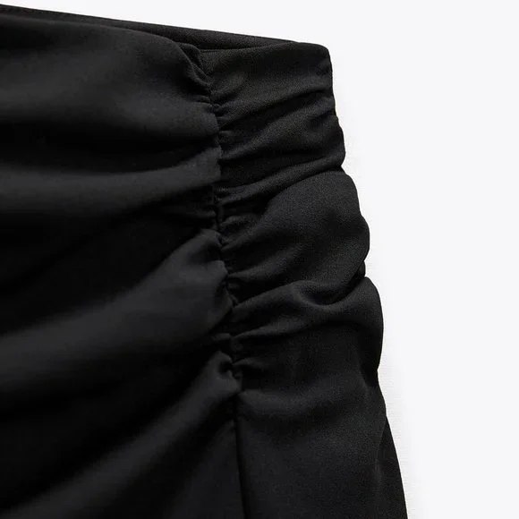 NWT ZARA RUCHED MIDI SKIRT BLACK - Picture 5 of 5